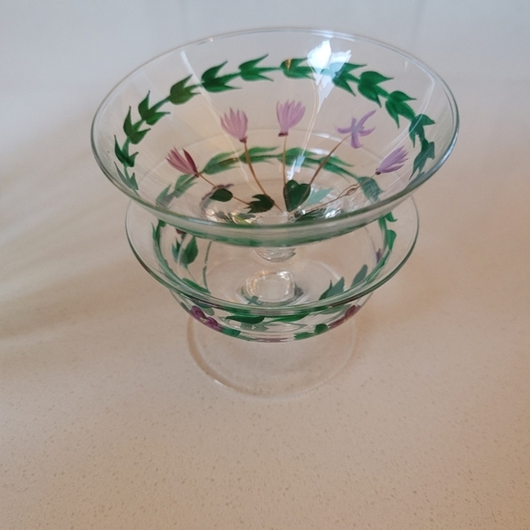 Orrefors Sweden Eva Englund Hand-Painted Crystal Bowl Peace Lilies 3 Piece Set - Picture 12 of 12